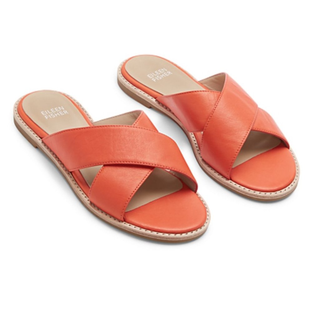 Eileen Fisher Cape Crossover Leather Sandal Size 6.5
